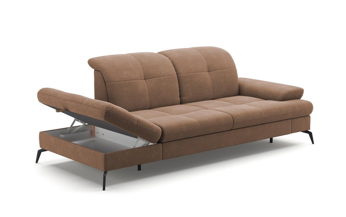 Récamiere Amica E, Hellbraun B: 231 Cm - Hellbraun/Schwarz, KONVENTIONELL, Textil (231/90/122cm) - Sit & More