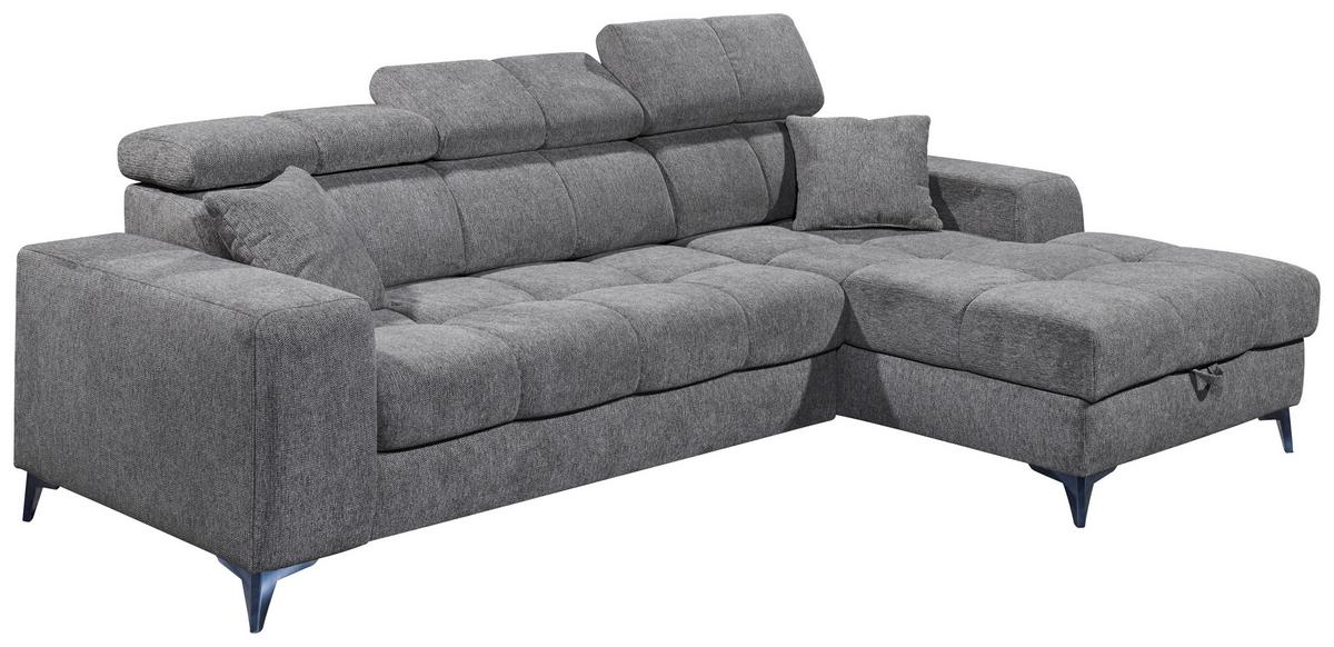 Ecksofa Sydney Anthrazit S: 268/172 cm - Anthrazit/Schwarz, KONVENTIONELL, Textil (268/172cm) - MID.YOU