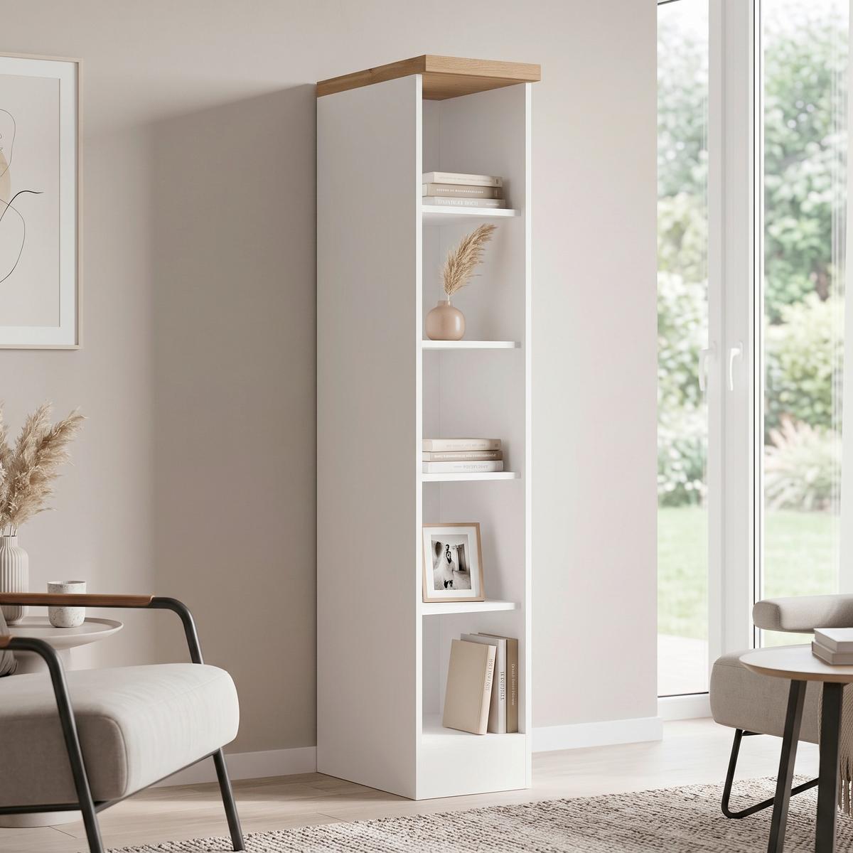 Regal Monza B: 30 cm Weiß/Eiche Dekor - Eiche Wotan/Weiß, LIFESTYLE, Holzwerkstoff (30/166/60cm) - Held