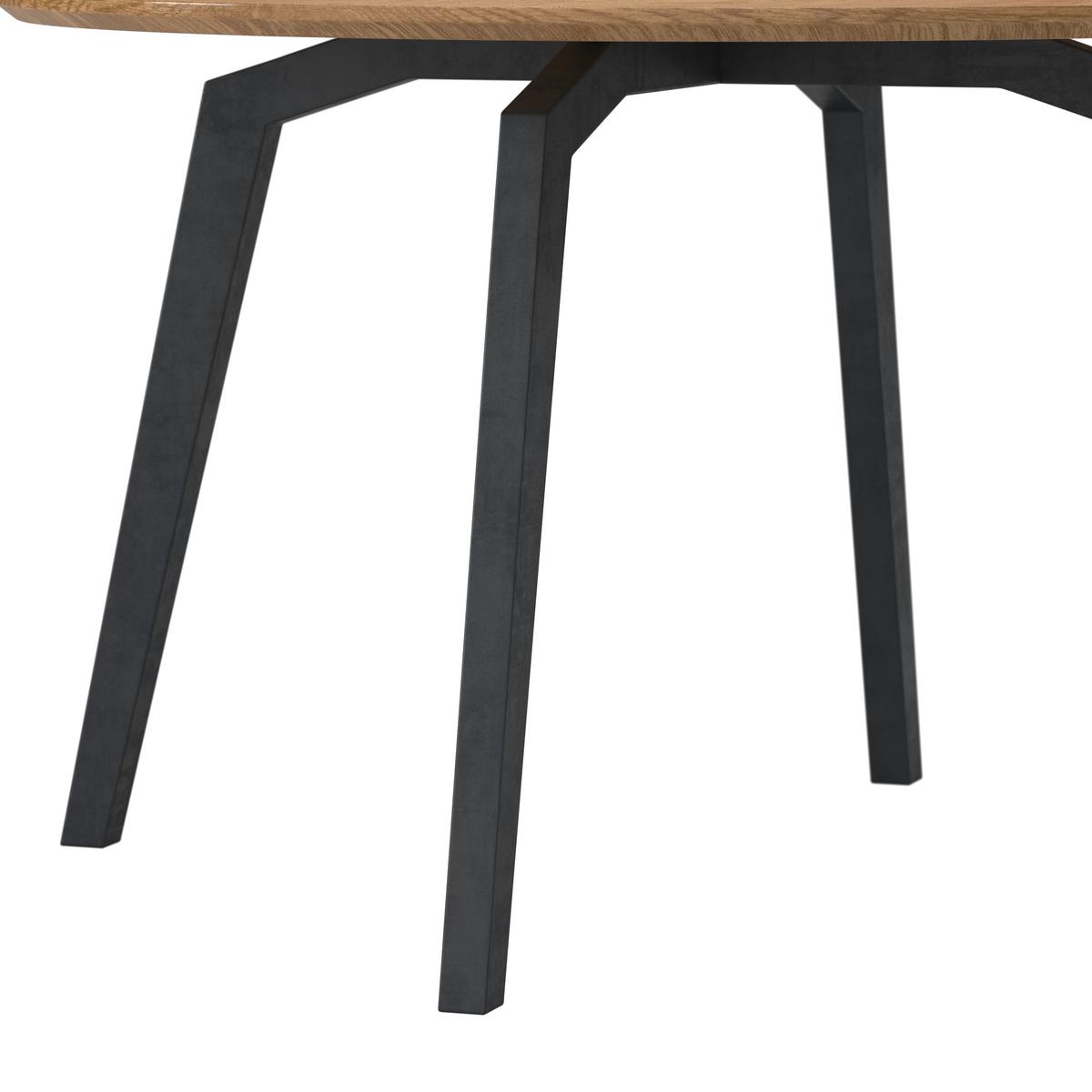 Jídelní stůl ELIAN 120 - černá/barvy dubu, Moderní, kov/kompozitní dřevo (120/120/76cm) - Bessagi Home