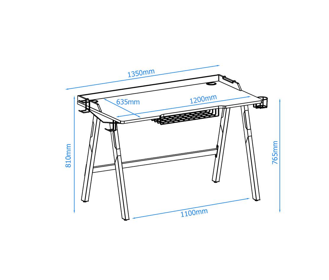 Gamingtisch Fuego Rot Schwarz L: 137 cm - Rot/Schwarz, Design, Holzwerkstoff/Metall (137/81/65cm) - MID.YOU