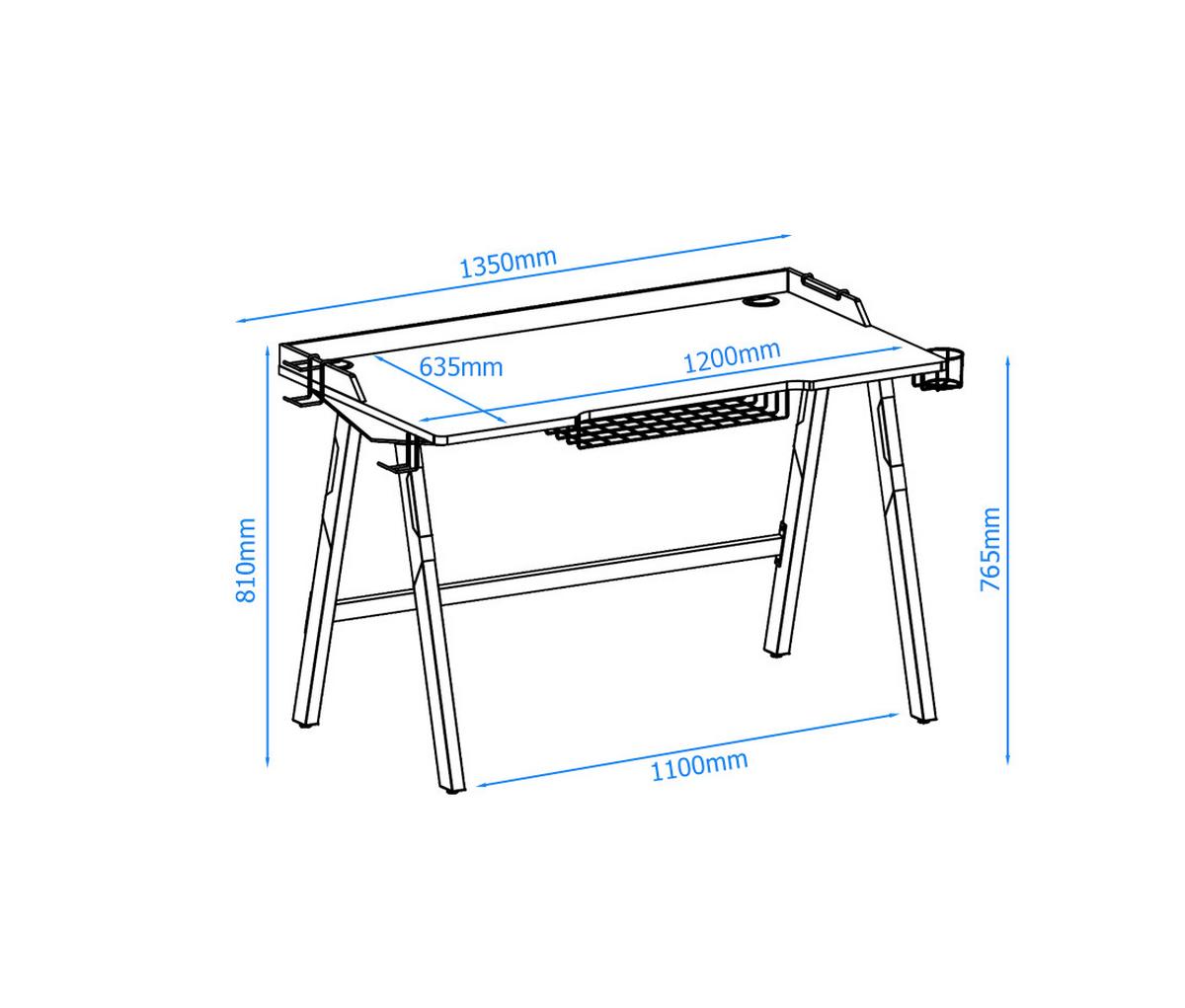 Gamingtisch Fuego Rot Schwarz L: 137 Cm - Rot/Schwarz, Design, Holzwerkstoff/Metall (137/81/65cm) - MID.YOU