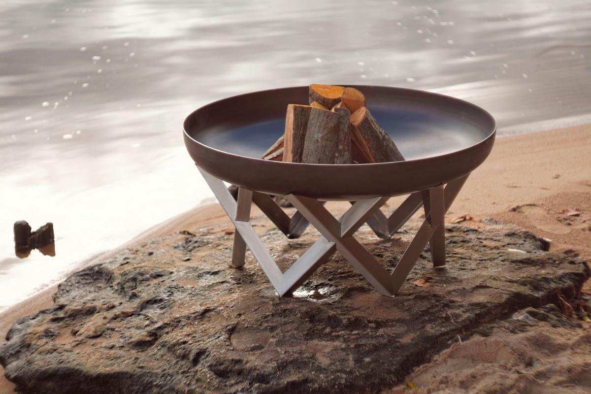 Feuerschale Ø ca. 45cm Venta L Abnehmbare Standfüße - Edelstahlfarben/Rostfarben, Basics, Metall (45/45/27cm)