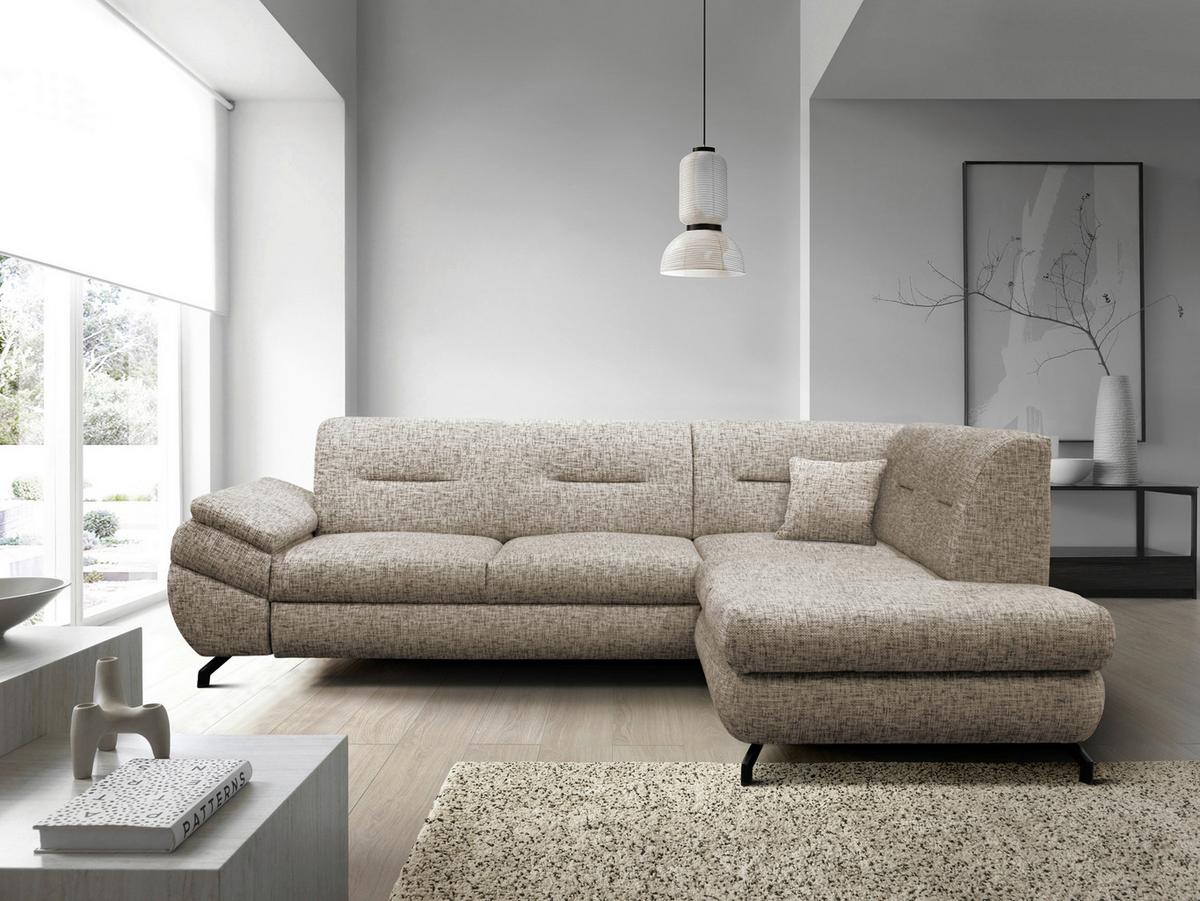 Ecksofa Imo Hellbraun 274x201 Cm - Hellbraun/Schwarz, Design, Textil (274/201cm) - MID.YOU