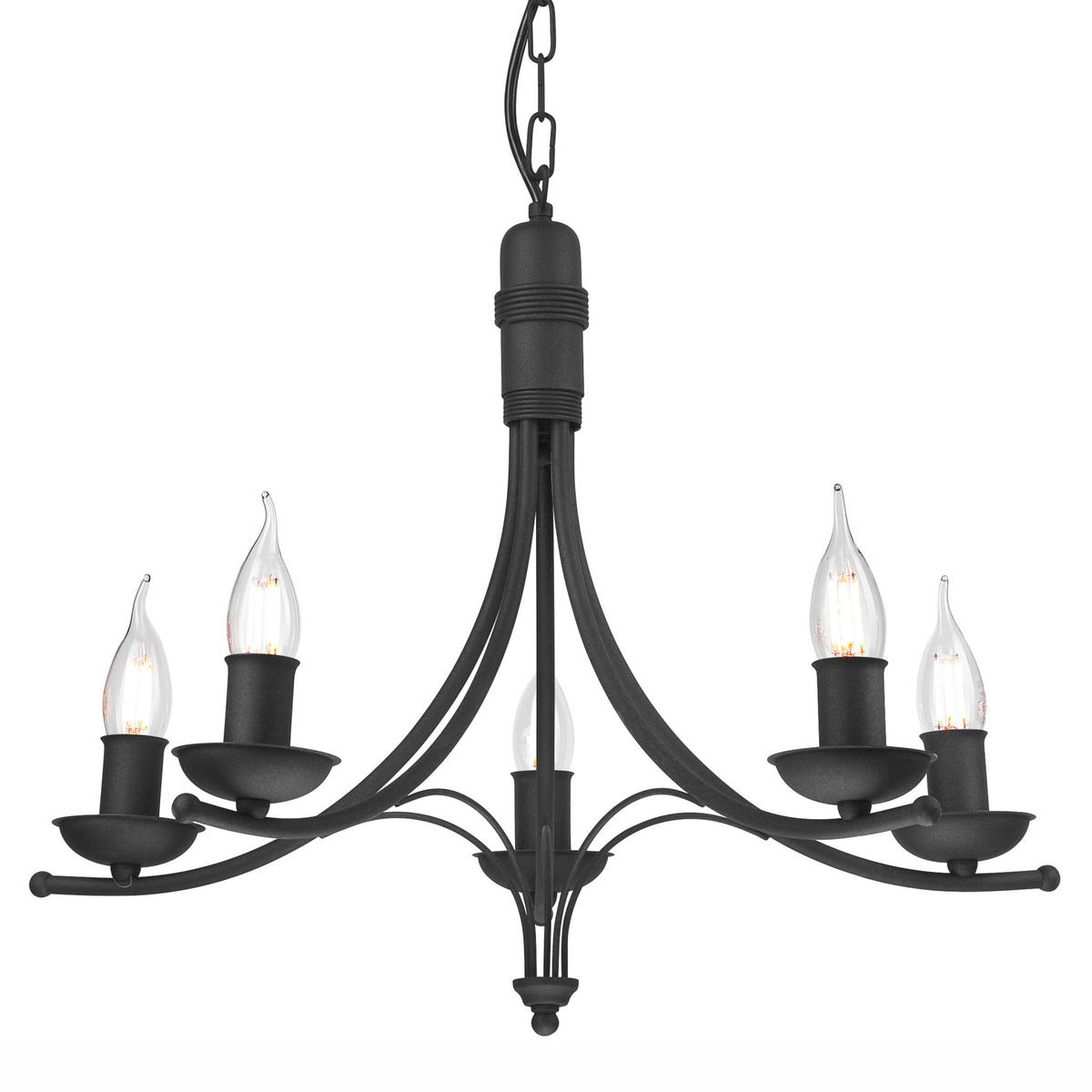 Kronleuchter 44101 Lucy - Schwarz Hochglanz, KONVENTIONELL, Metall (58/100cm)
