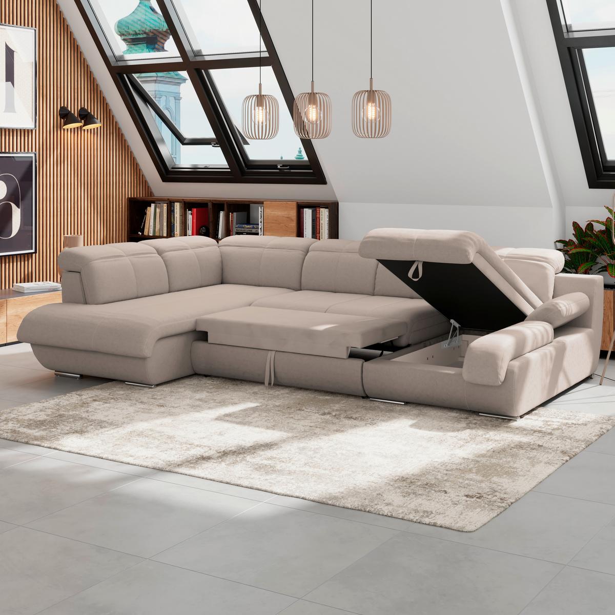 Wohnlandschaft Multi - Chromfarben/Beige, MODERN, Textil (228/345/184cm) - Luca Bessoni