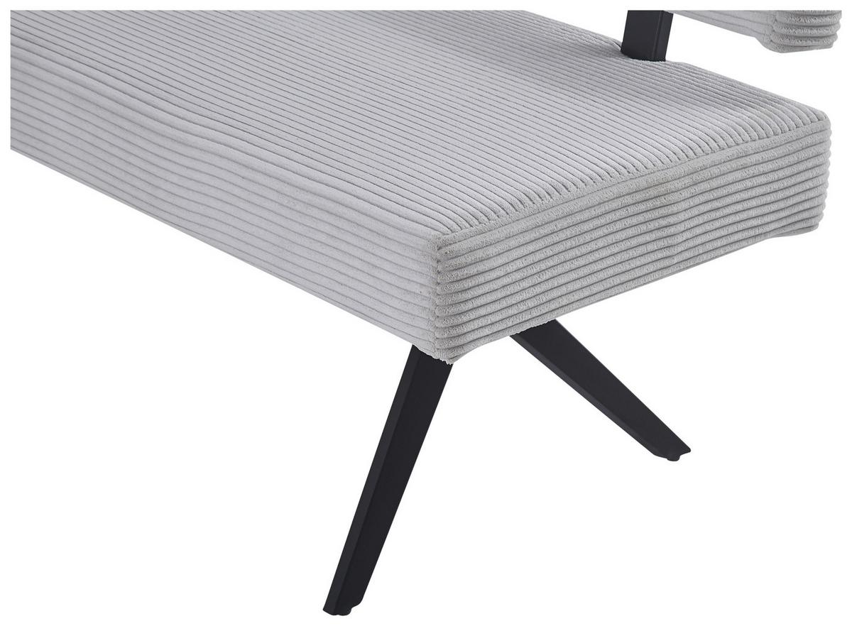 Eckbank Chios Cord Beige, S: 150x190 cm - Beige/Schwarz, KONVENTIONELL, Textil/Metall (150/190cm) - MID.YOU