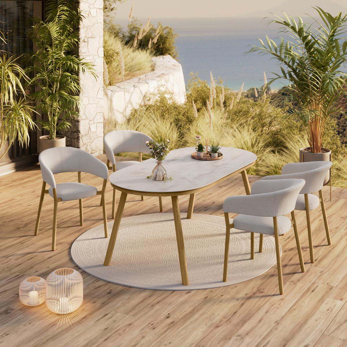 Gartensessel Jasmin - Gelb/Hellgrau, MODERN, Textil/Metall (61/56/78cm) - Beldano