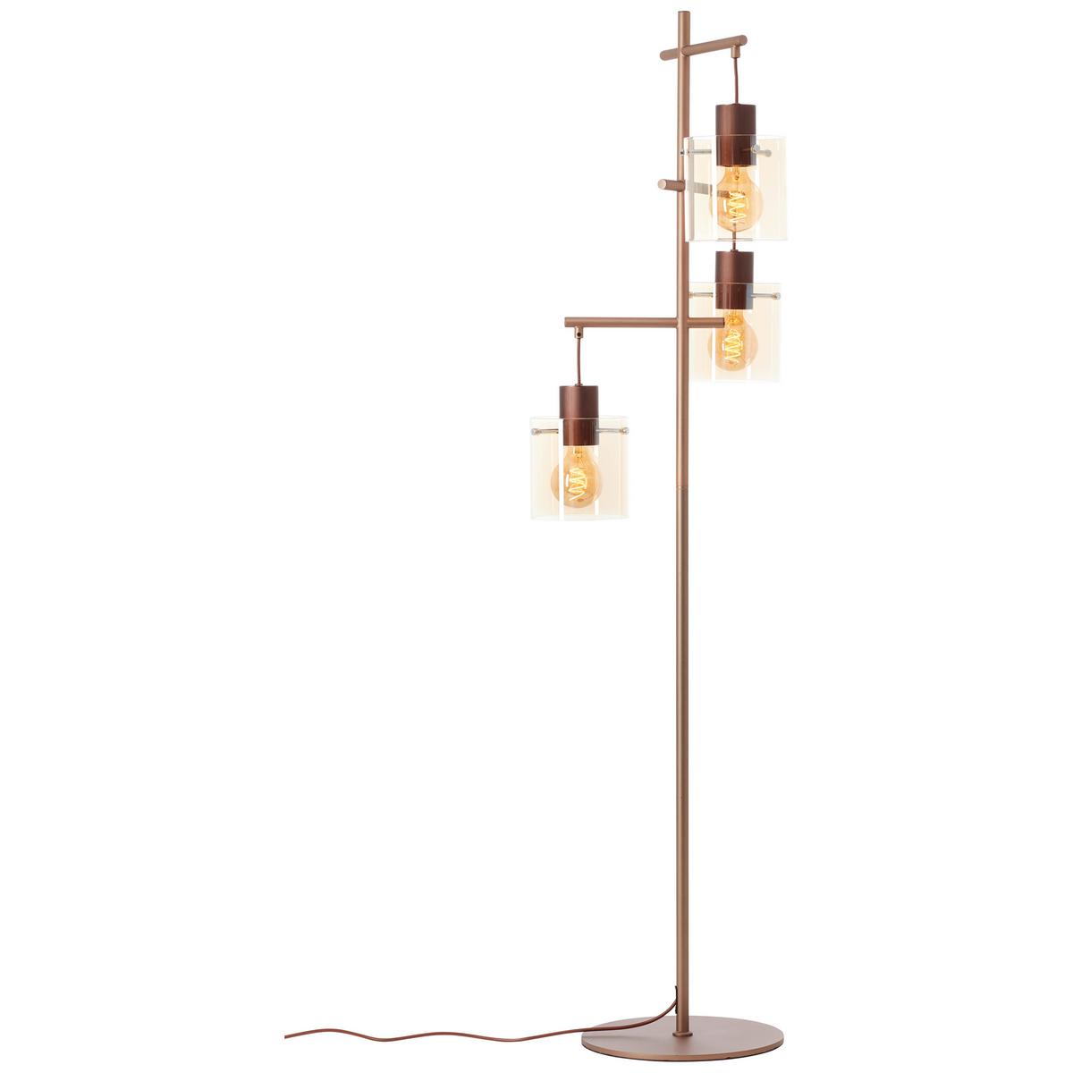 Stehleuchte Exkl. 3xe27, 60w - Bernsteinfarben/Braun, Basics, Glas/Metall (46/152,2cm)