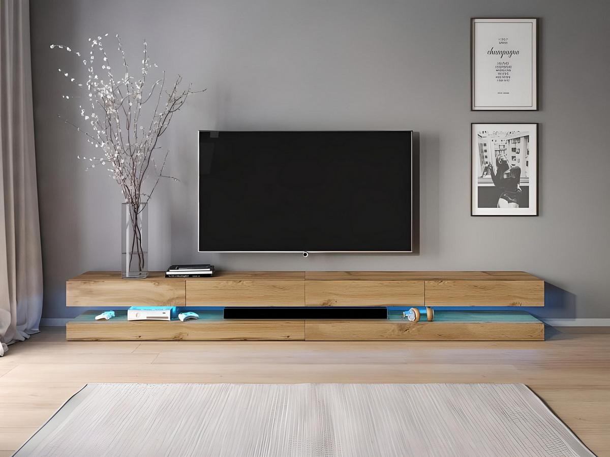 Lowboard Tv Stand Fly Double Led Eiche Wotan B:280cm - Eiche Wotan, Design, Holzwerkstoff (280/25/34cm) - MID.YOU