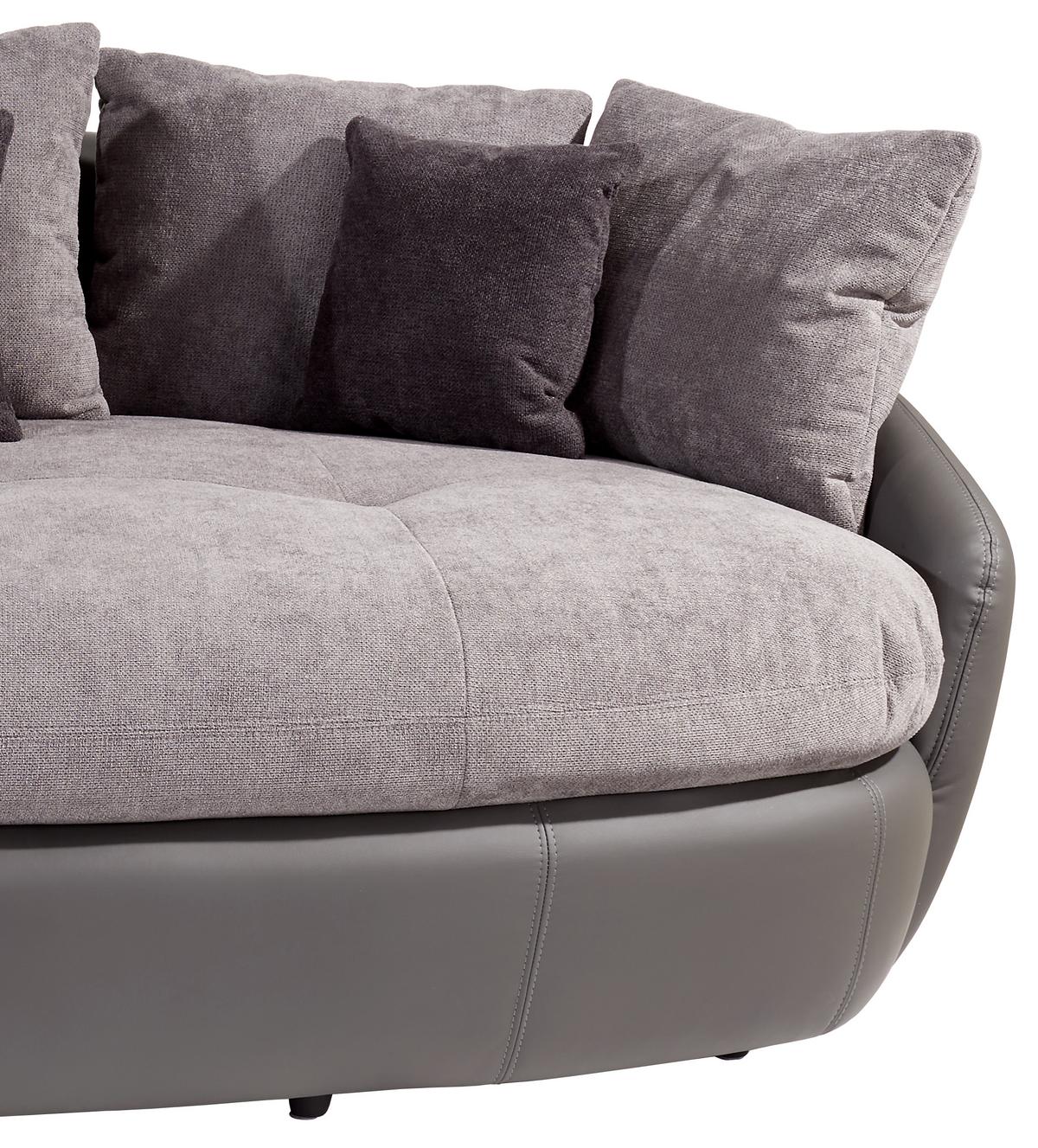 Big Sofa Aruba mit Kissen B: 238 cm Grau/Schwarz Lederlook - Schwarz/Grau, LIFESTYLE, Textil (238/80/140cm) - Luca Bessoni