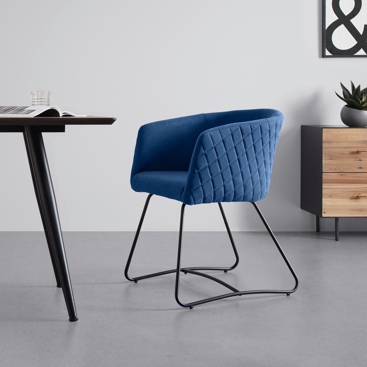 Židle IVA modrá - modrá/černá, Moderní, kov/textil (55/76/57cm) - Bessagi Home