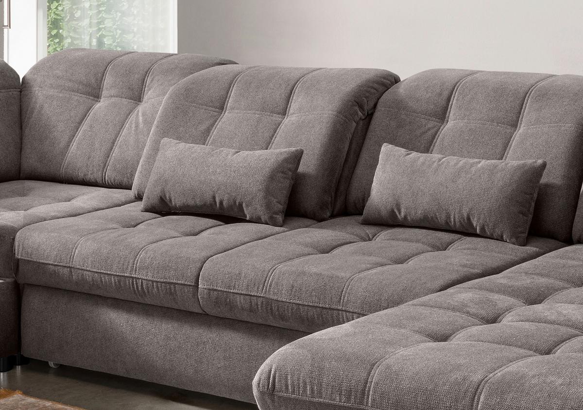 Wohnlandschaft Mit Bettkasten Rigatti Graubraun B: 387 Cm - Graubraun/Schwarz, MODERN, Textil (252/387/184cm) - Livetastic