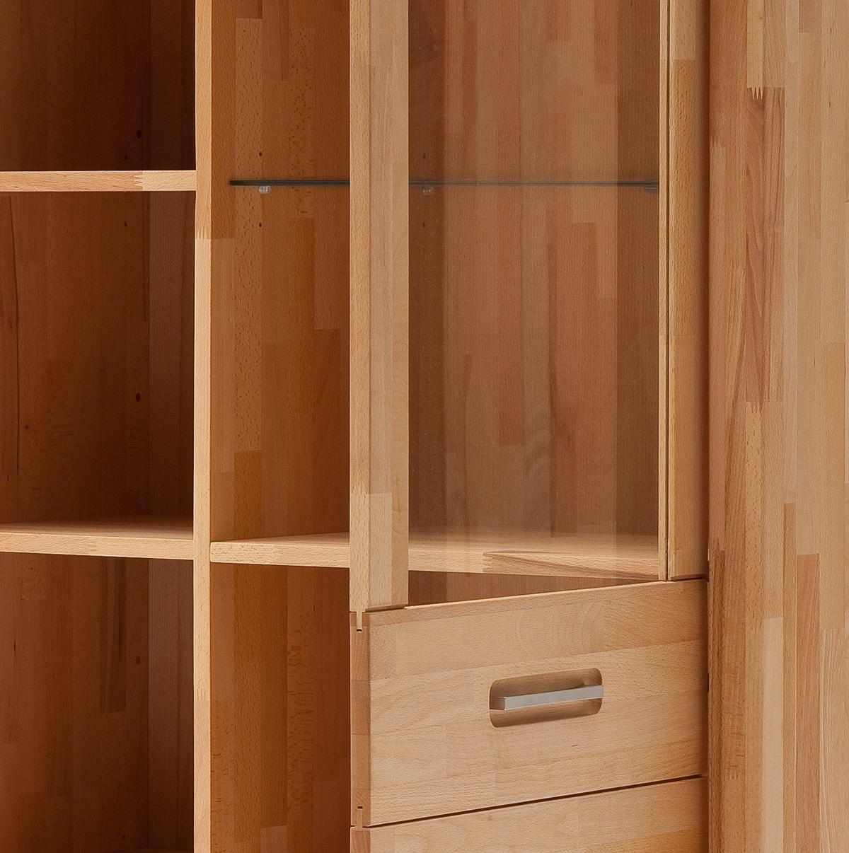 Highboard Fenja Buchefarben, B: 98 cm - Buchefarben, Design, Glas/Holz (98/145/40cm) - MID.YOU