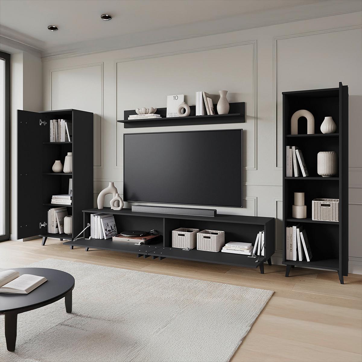 OBÝVACÍ STĚNA HELSINKI 01 - černá, Trend, kompozitní dřevo/plast (270/140/33cm)