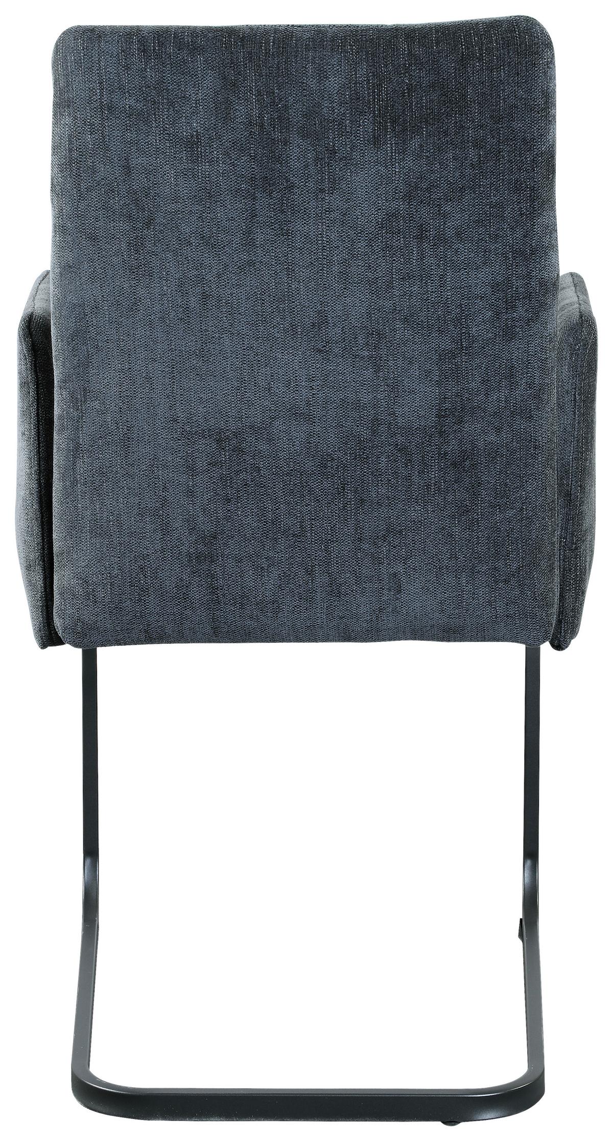 Armlehnstuhl Bordal Dunkelgrau Gepolstert - Dunkelgrau/Schwarz, MODERN, Textil/Metall (52/91/59,5cm) - MID.YOU