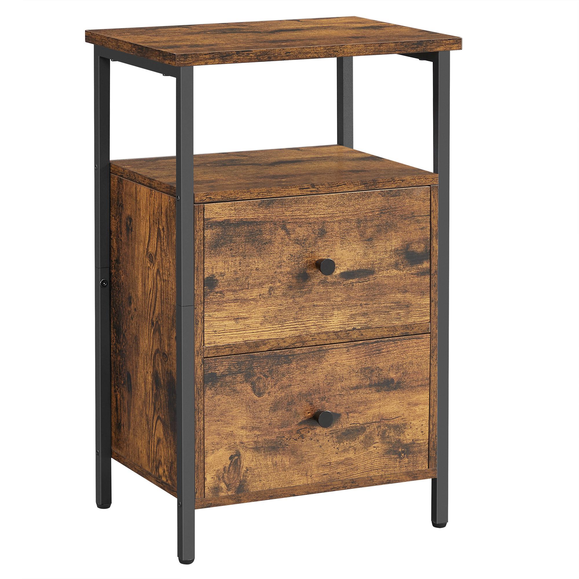 Nachttisch Braun, Schwarz B: 38 cm - Schwarz/Braun, Trend, Holzwerkstoff/Metall (38/60/28cm) - MID.YOU
