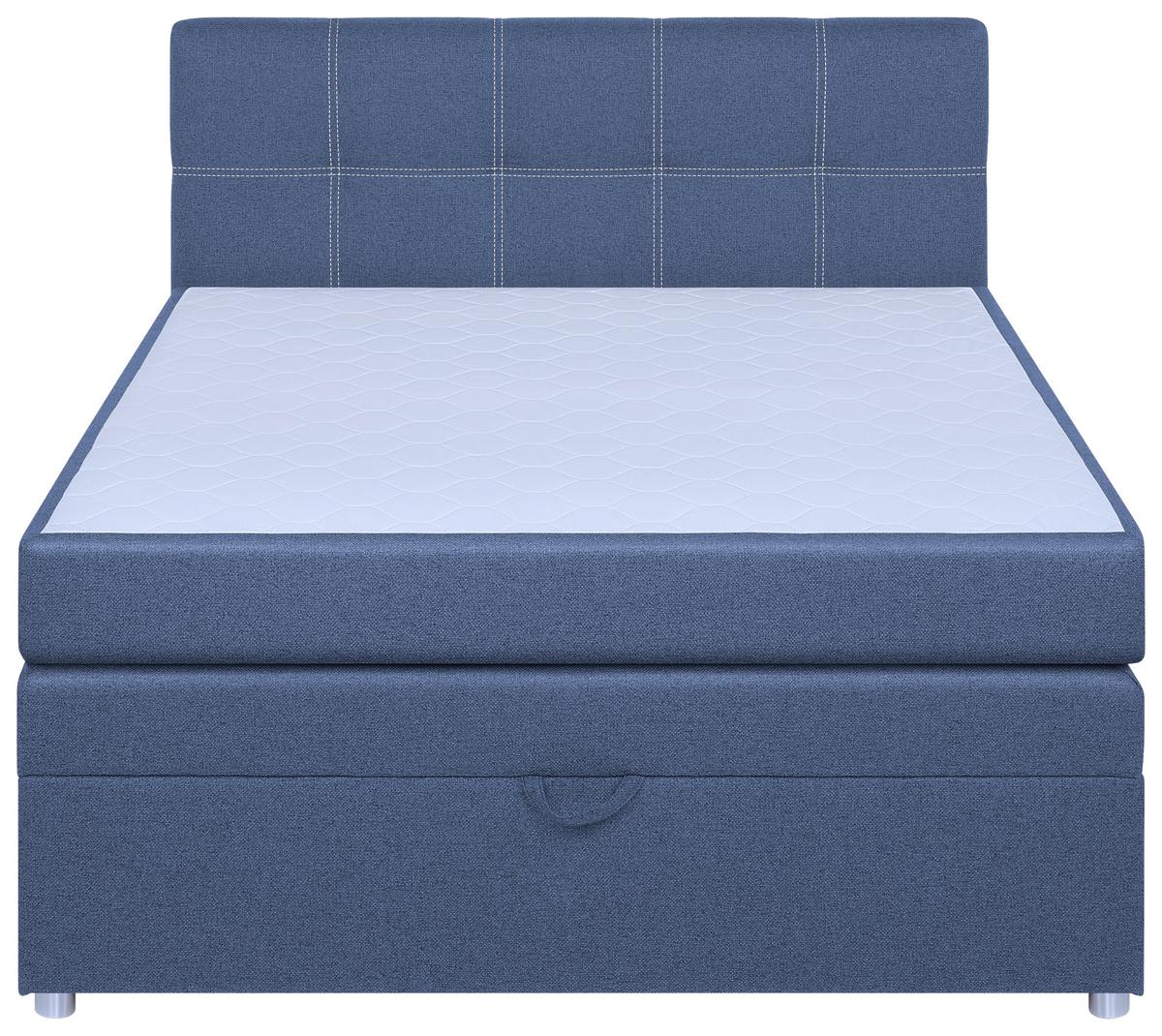 Boxspringbett Royal 140x200 Blau - Chromfarben/Blau, MODERN, Holzwerkstoff/Textil (140/200cm)