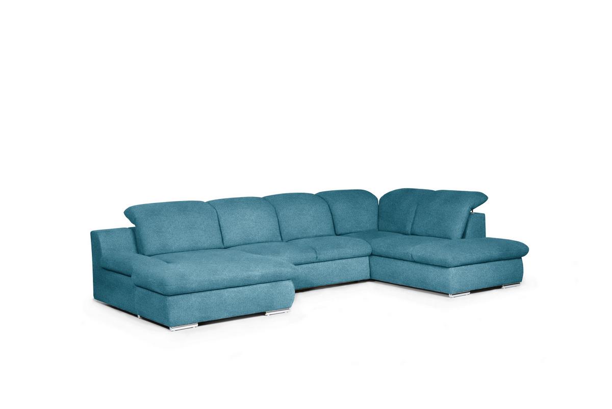 Wohnlandschaft Isona Blau - Chromfarben/Blau, Design, Textil (165/353/212cm) - Livetastic