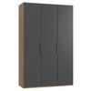 Drehtürenschrank B: 150 cm Level, Graphitfarben/Eiche Dekor - Eichefarben/Graphitfarben, MODERN, Holzwerkstoff (150/236/58cm) - MID.YOU