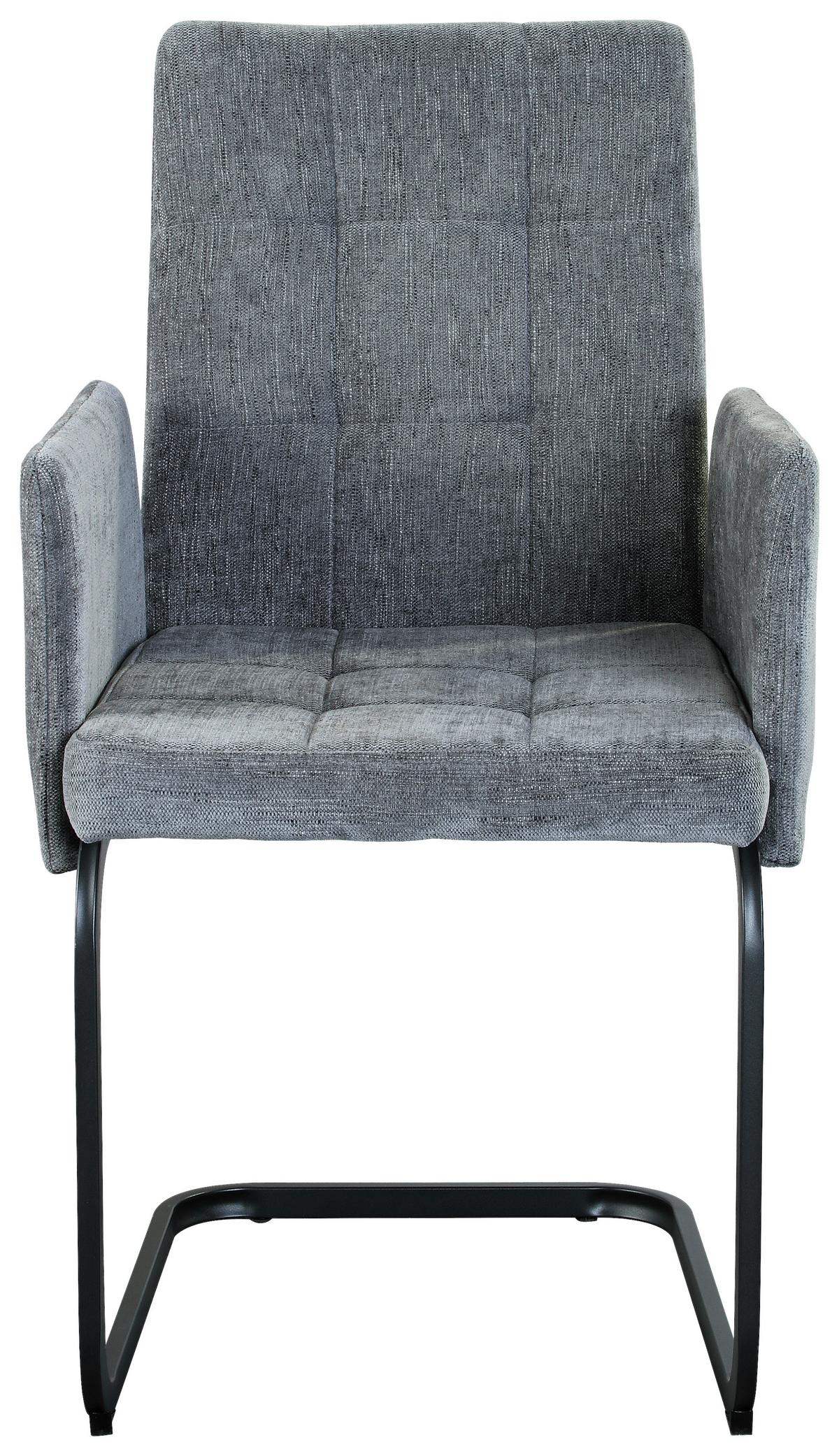 Armlehnstuhl Bordal - Hellgrau/Schwarz, MODERN, Textil/Metall (52/91/59,5cm) - MID.YOU