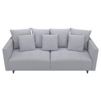 3-Sitzer-Sofa Mit Schlaffunktion Sofia B: 223 cm - Hellgrau/Schwarz, Design, Textil (223/96/95cm) - MID.YOU