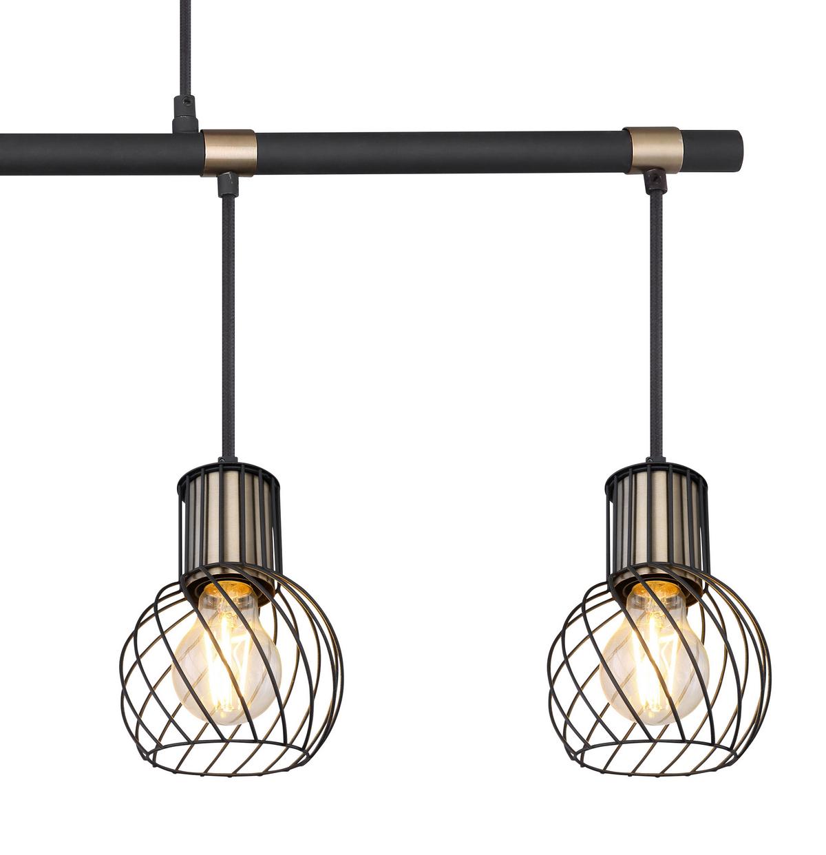Hängeleuchte H: 120 cm 4-Flammig, Schwarz/Gold - Goldfarben/Schwarz, Trend, Textil/Metall (87/12/120cm) - Globo