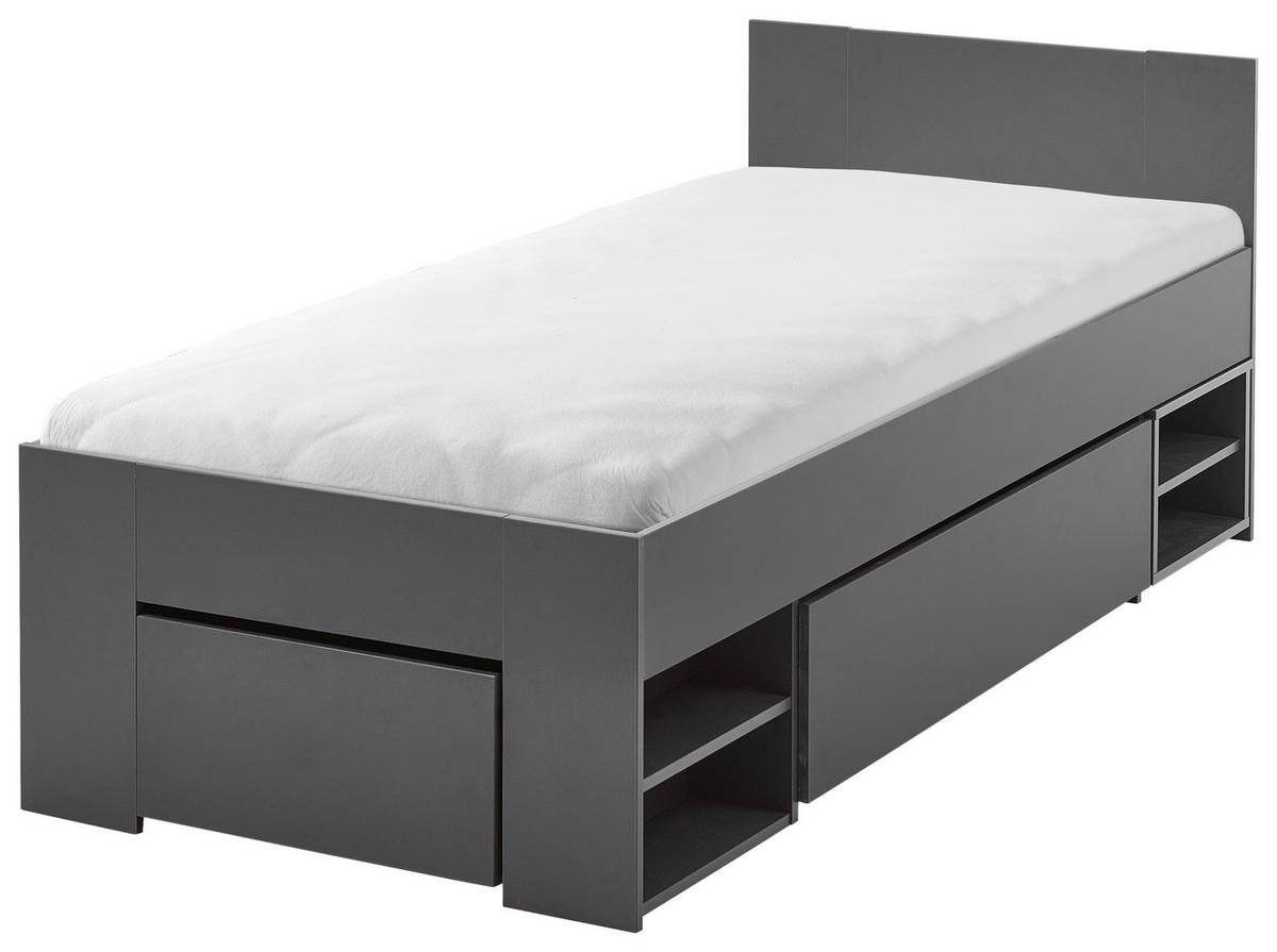 Stauraumbett mit Bettladen 90x200cm Azurro Anthrazit - Anthrazit, MODERN, Holzwerkstoff (90/200cm)