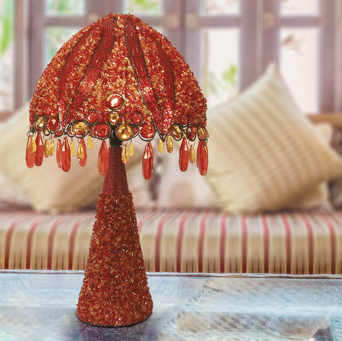 Tischlampe Perla Orange Orientalischer Flair - Orange, LIFESTYLE, Kunststoff/Metall (30/53cm) - Näve