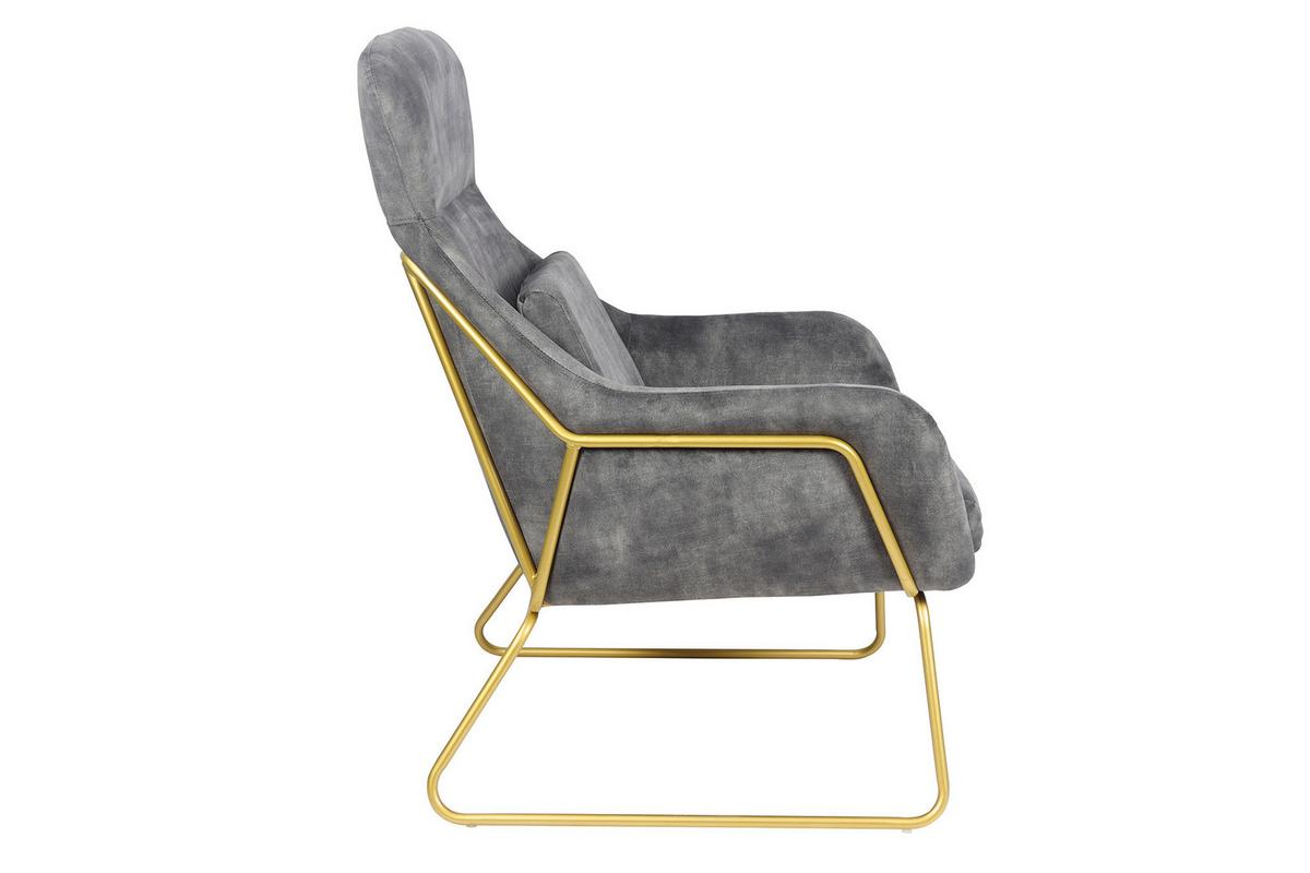 Sessel Grau B: 73 Cm - Messingfarben/Grau, MODERN, Textil (73/102/80cm) - Livetastic