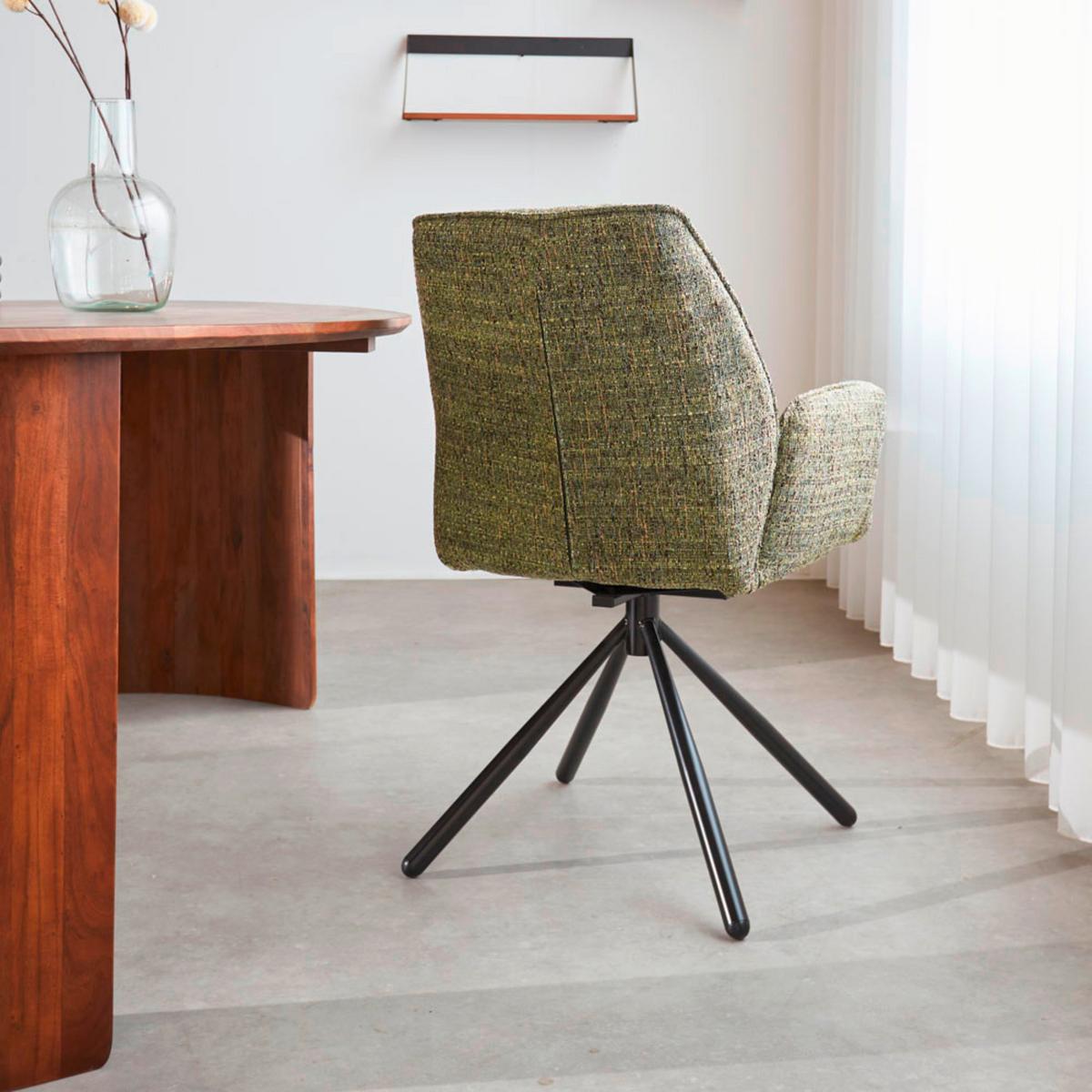 Armlehnstuhl-Set Donny Grün B: 57,5 cm - Schwarz/Grün, MODERN, Textil/Metall (57,5/92/52cm) - MID.YOU