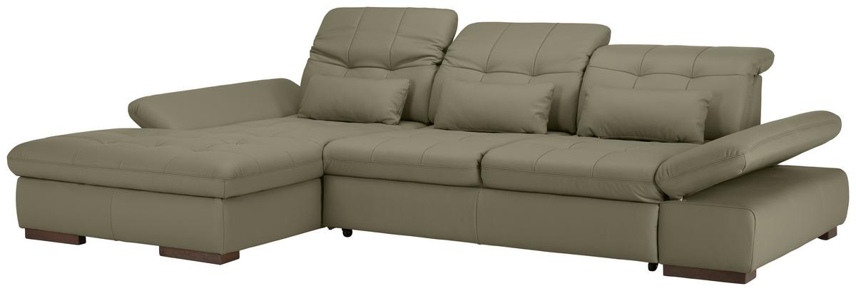 Rohová sedačka SANFINO, ľavá, sivá pravá koža - sivá/chrómová, Konventionell, kov/koža (199/79-96/305cm) - Premium Living