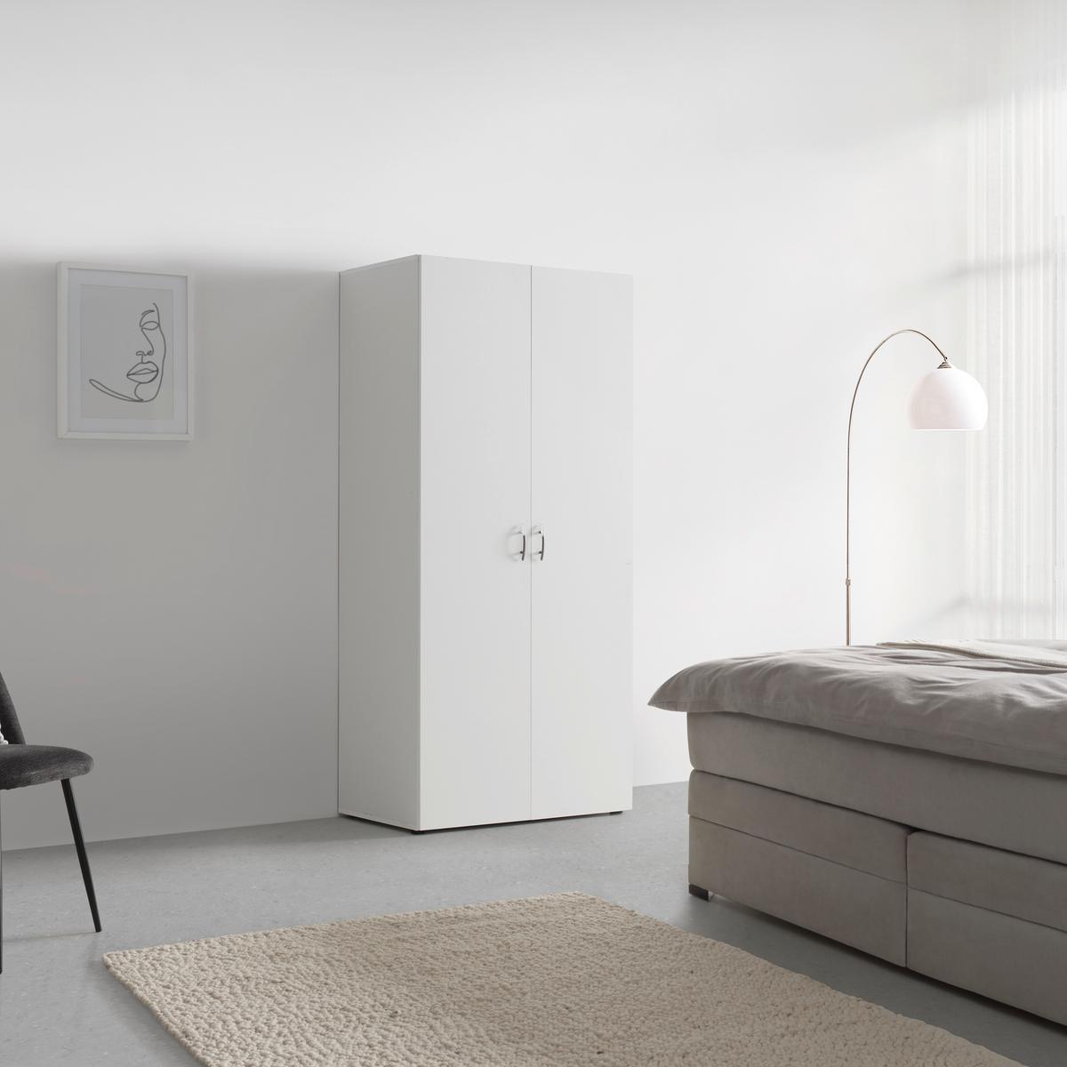 Šatní skříň JOE *CENOVÝ TRHÁK* - bílá/barvy hliníku, Konvenční, kompozitní dřevo/plast (81/177/51cm) - Based