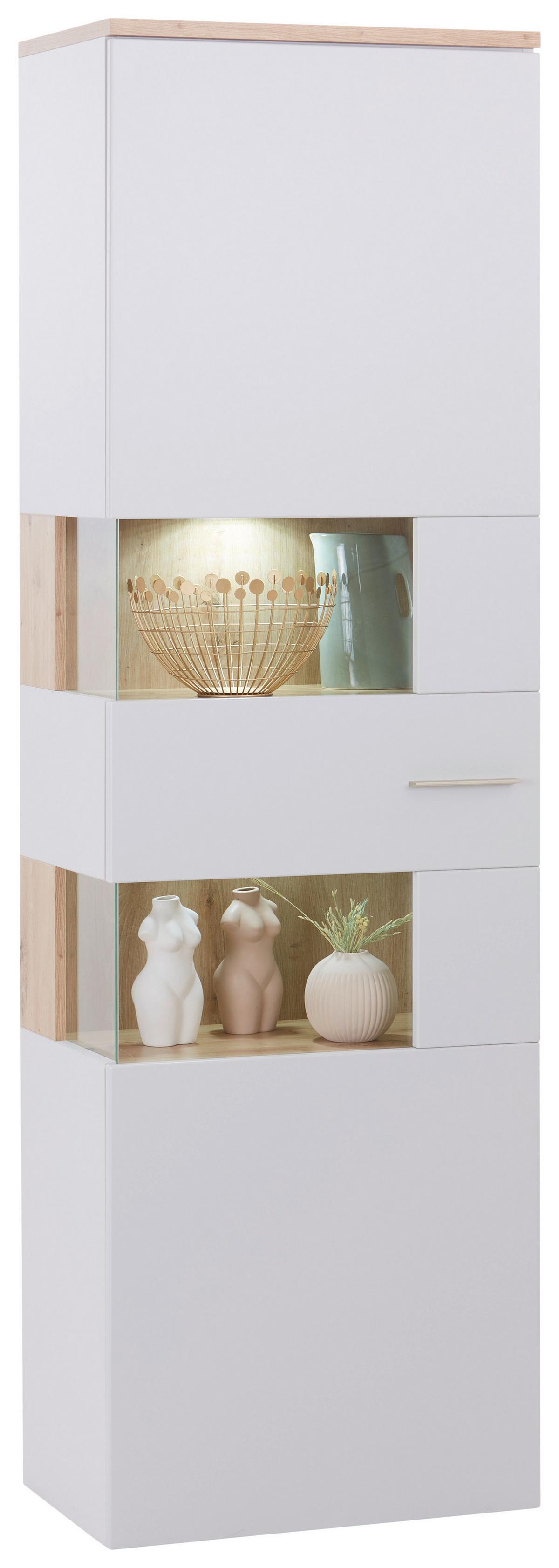 Vitrine Twin B: 60,1 Cm Hellgrau/eiche Artisan Dekor - Eiche Bianco/Eichefarben, MODERN, Holzwerkstoff (60,1/198,4/37,2cm)