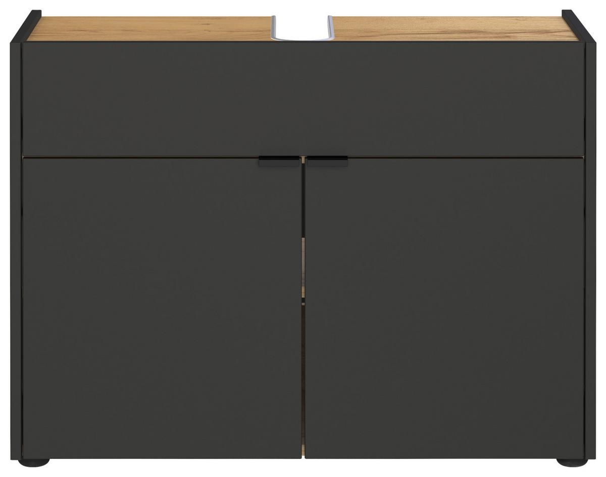 Waschbeckenunterschrank Gw-Forano - Eichefarben/Schwarz, MODERN, Holzwerkstoff (80/60/34cm) - Germania