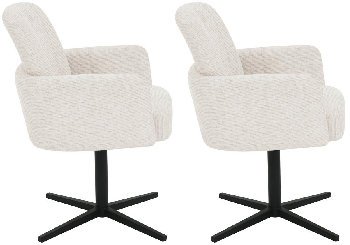 Armlehnstuhl Allison Leinenoptik Beige, B: 58 Cm - Beige/Schwarz, LIFESTYLE, Holz/Textil (58/86/64cm) - Livetastic