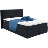Boxspringbett mit Bettkasten 140x200cm Allegra, Dunkelgrau - Dunkelgrau/Schwarz, KONVENTIONELL, Holz/Holzwerkstoff (140/200cm)