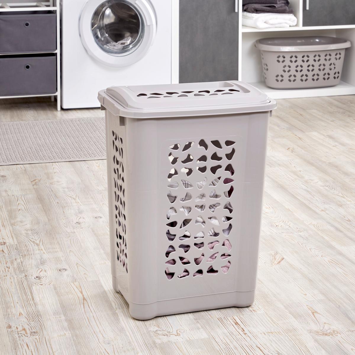 Wäschetonne mit Deckel Per Taupe, 45x34 cm - Taupe, Kunststoff (45/34cm)