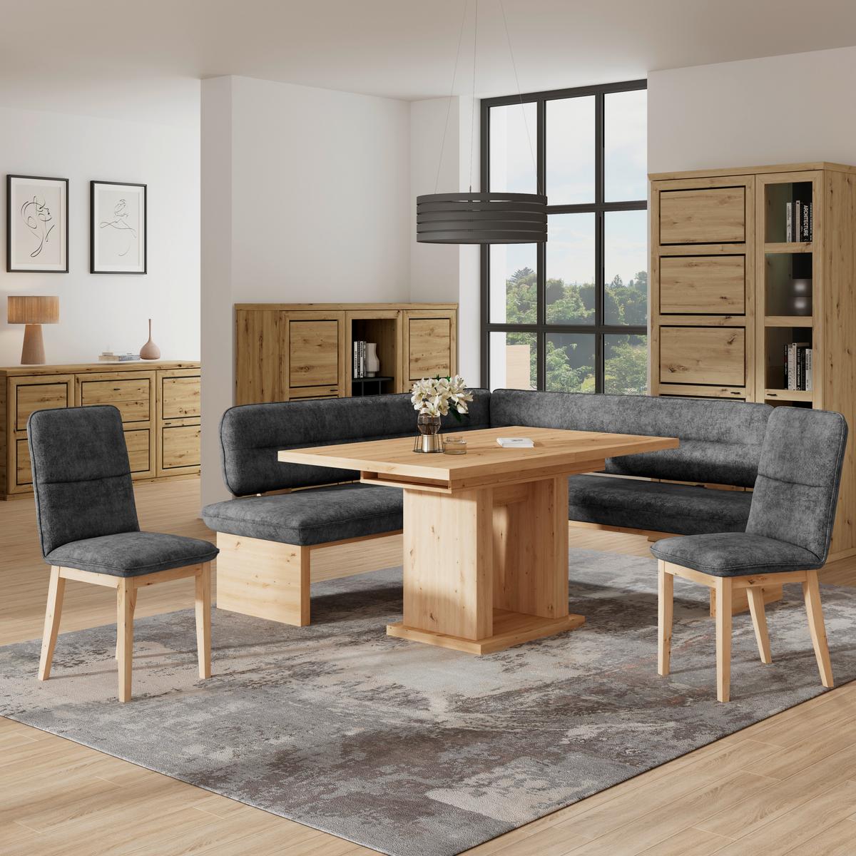 Eckbank Beluna Ii - Eichefarben/Anthrazit, KONVENTIONELL, Holz/Textil (212/170cm) - James Wood