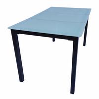 Gartentisch Metall/Glas L 140 cm - Schwarz, Basics, Glas/Metall (140/80/73cm) - Gardenson