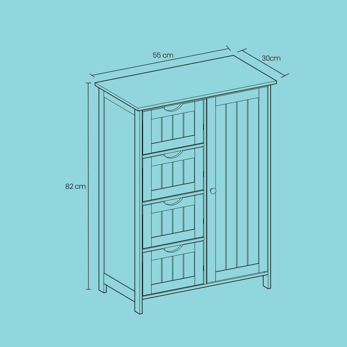 Midischrank Lhc41w - Weiß, Trend, Holzwerkstoff (55/82/30cm) - MID.YOU