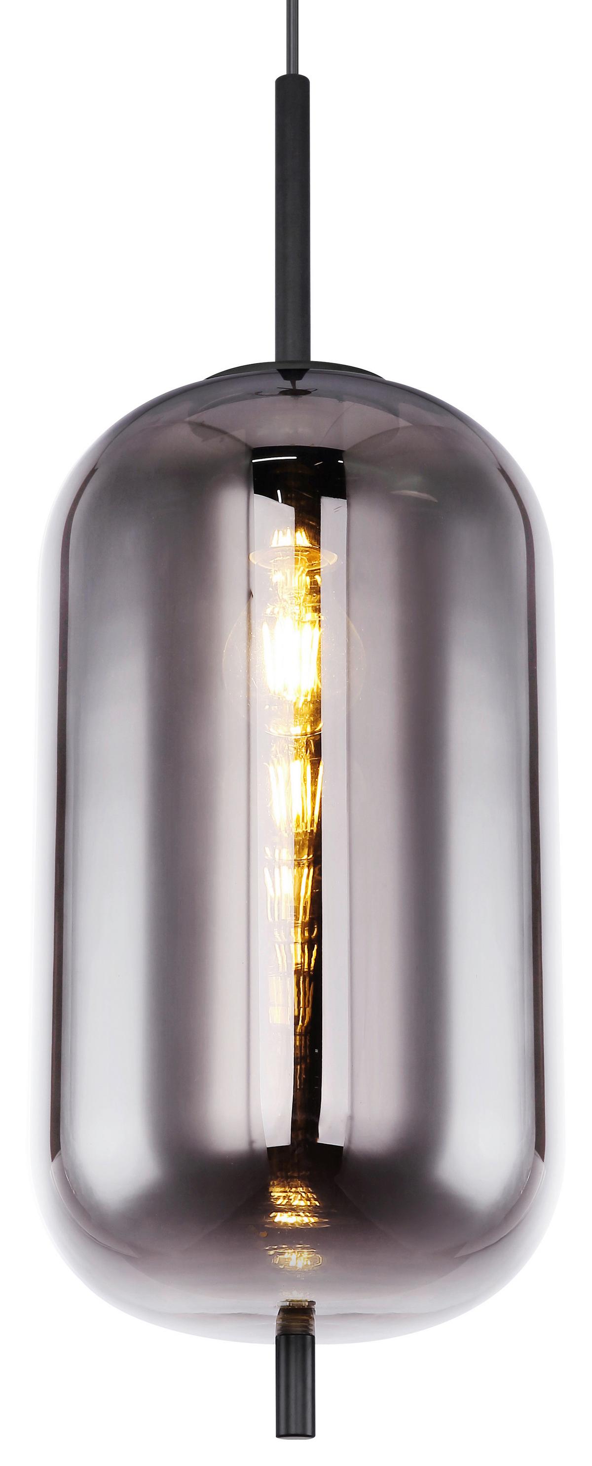 Hängeleuchte Blacky Ø 22 Cm 1-Flammig - Schwarz, Design, Glas/Metall (22/120cm) - Globo