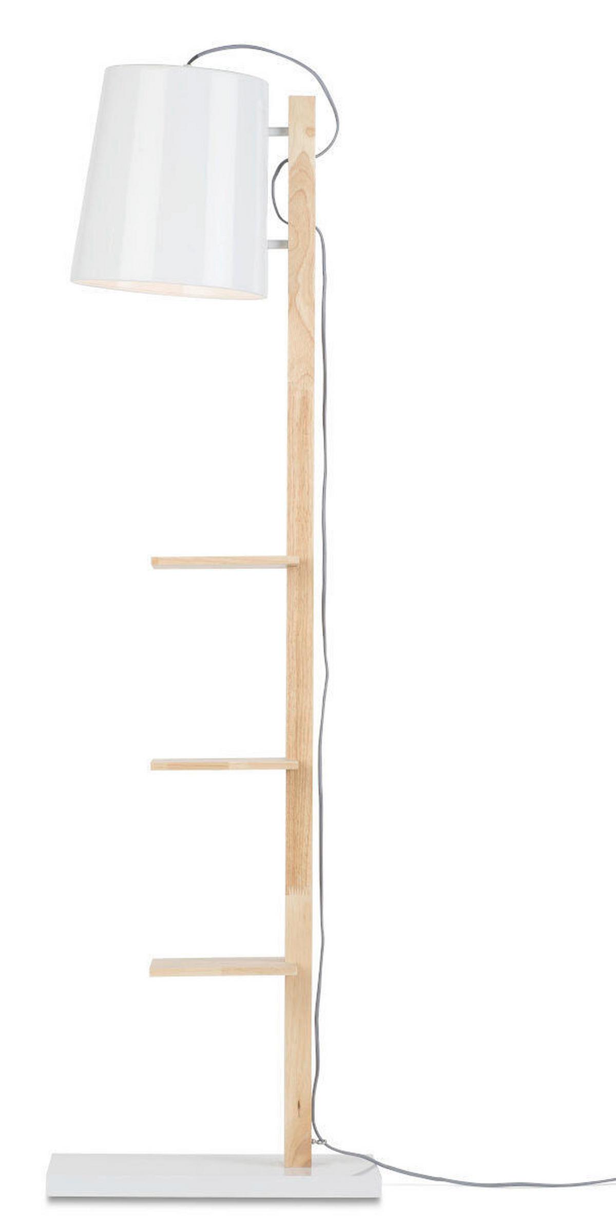 Stehlampe Holz Cambridge Dimmbar Weiß/braun - Weiß, Design, Holz/Metall (30/168/49cm) - It's about Romi