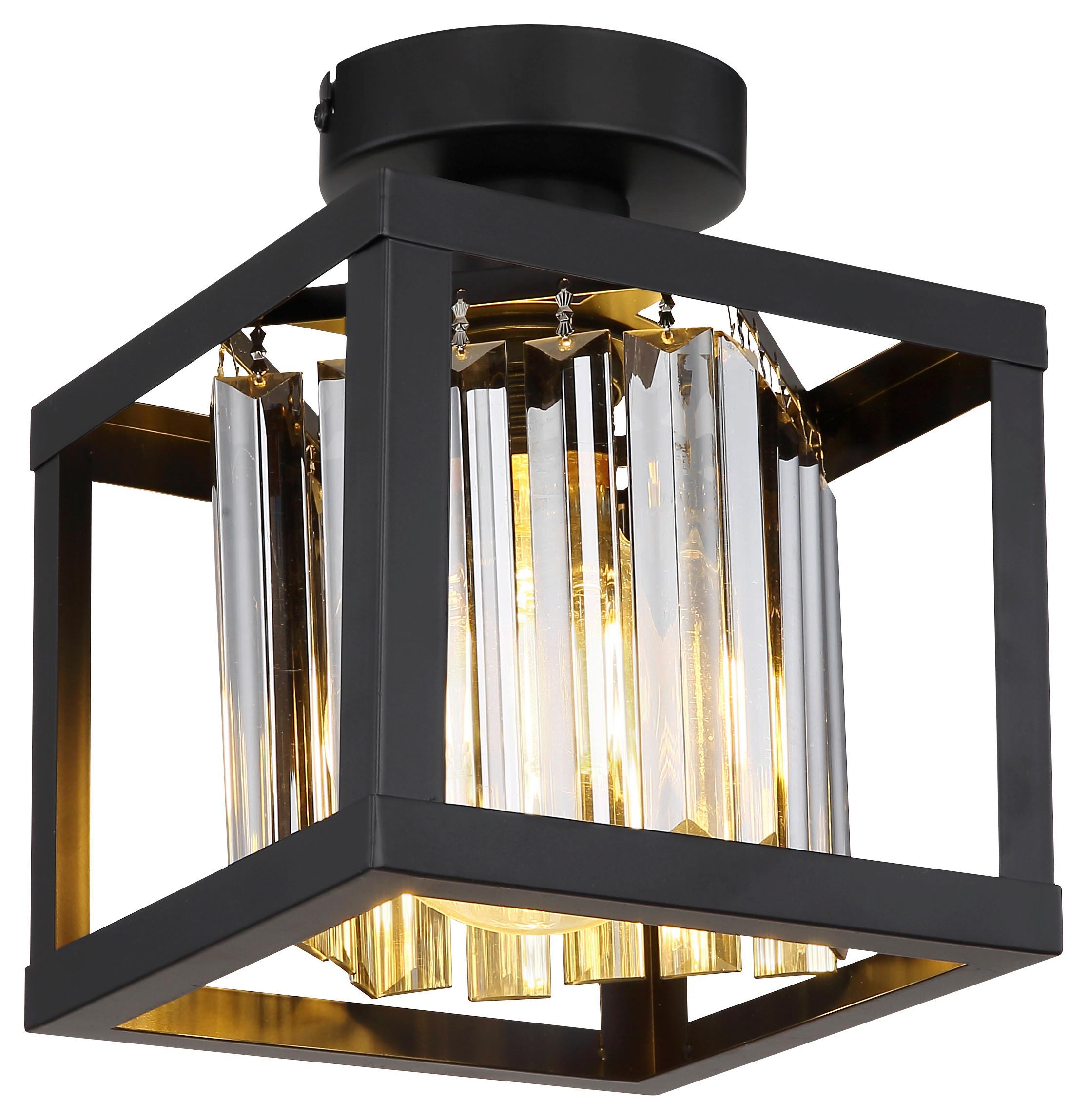 Deckenleuchte L: 17 cm 1-Flammig - Schwarz, Basics, Kunststoff/Metall (17/17/21cm) - Globo