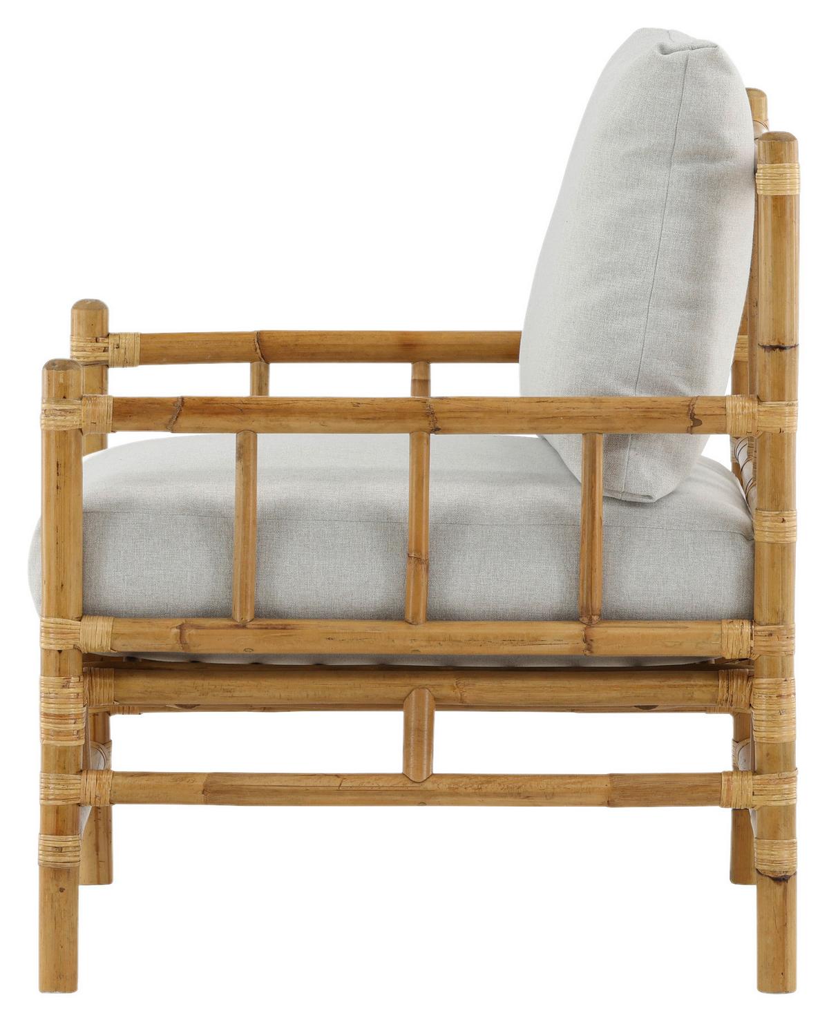 Loungesessel Cane Bambus/Rattan mit Kissen - Hellbraun, KONVENTIONELL, Holz/Textil (78/88/77cm) - Gardenson