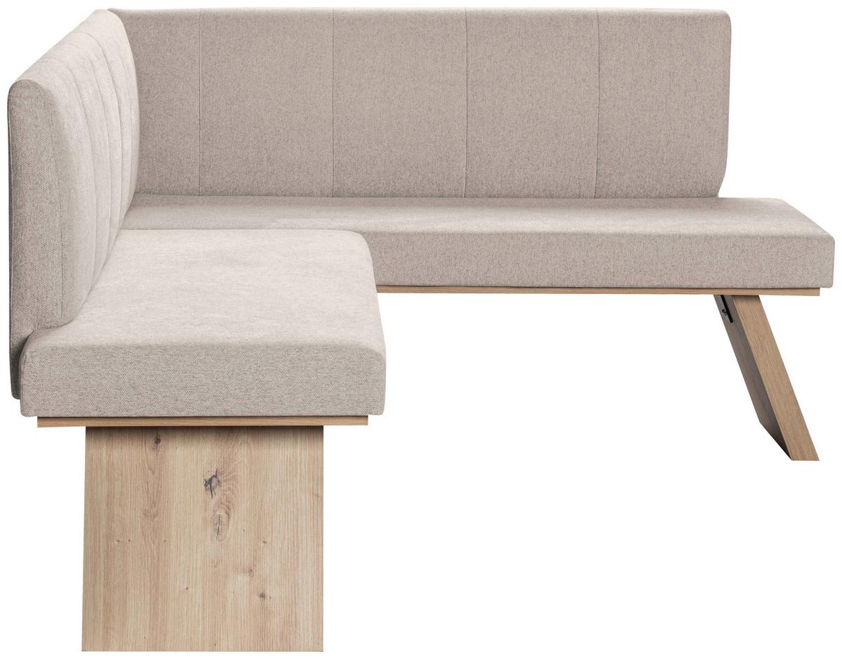 Eckbank Emma II Webstoff beige, B: 150 cm - Eichefarben/Beige, KONVENTIONELL, Holzwerkstoff/Textil (150/185cm)