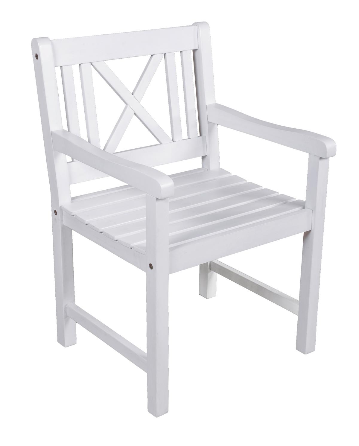 Gartensessel Malmö Eukalyptusholz - Weiß, MODERN, Holz (59/89/58cm) - Gardenson