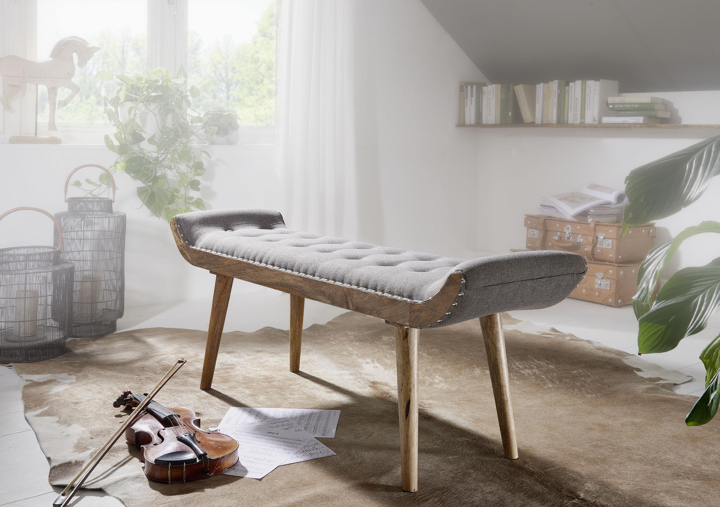 Lavice Masiv - šedá/hnědá, Moderní, textil (128/51/38cm) - MID.YOU