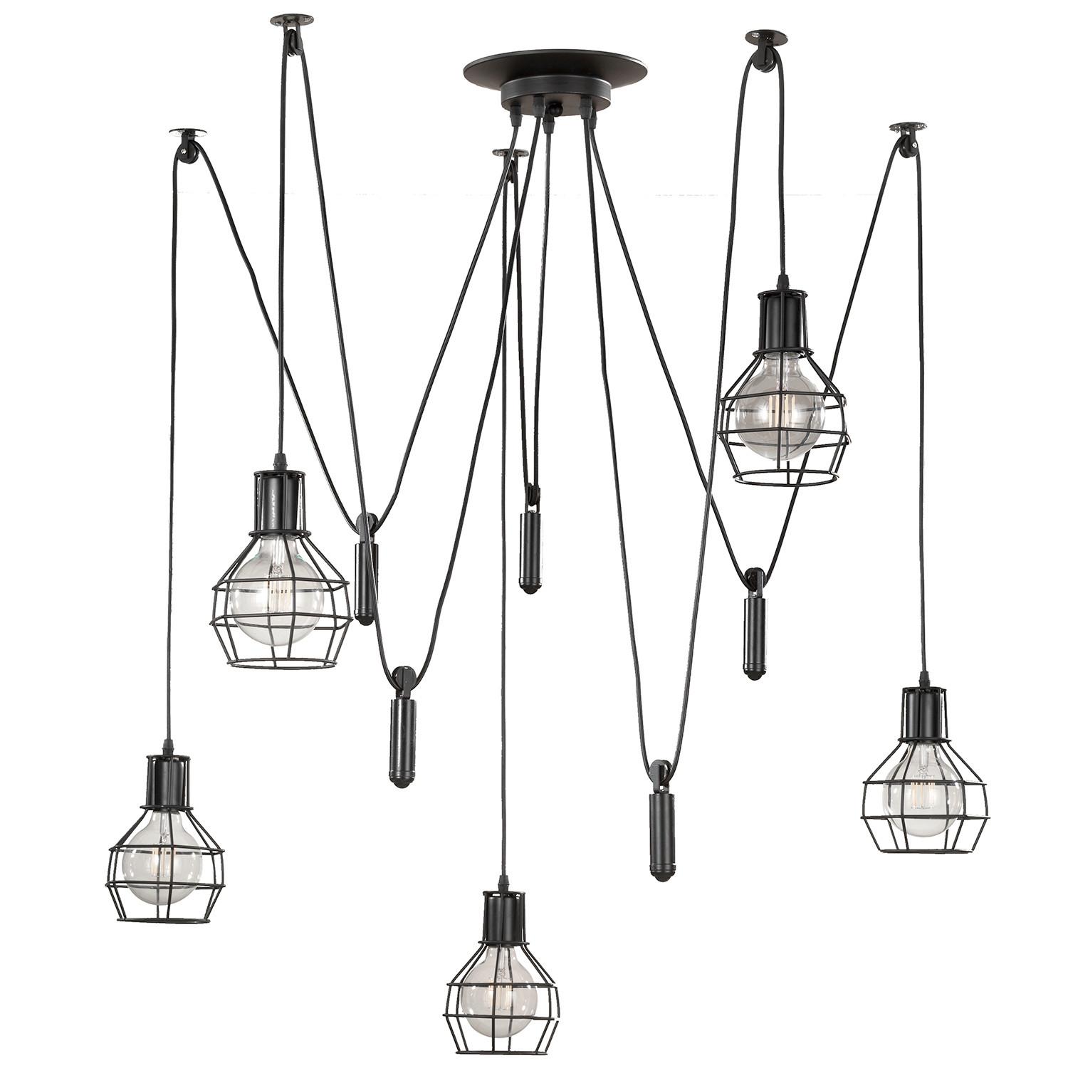 HÄNGELEUCHTE 4859/PL5 - Schwarz, LIFESTYLE, Metall (90/90/90cm)