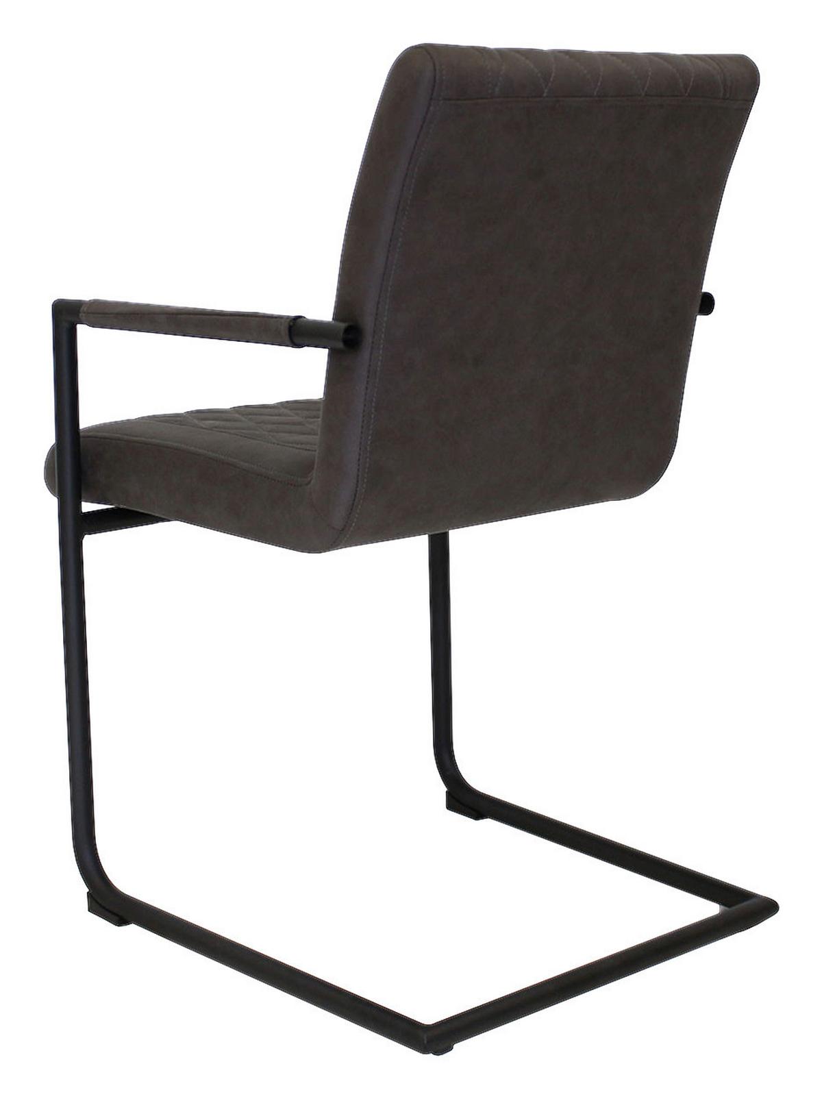 Armlehnstuhl Damian Anthrazit Gepolstert 2er-Set - Anthrazit/Schwarz, LIFESTYLE, Textil/Metall (52/88/63cm) - MID.YOU